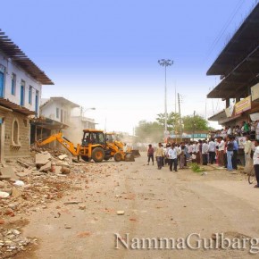 Gulbarga City Corporation back with bulldozers - demolished From N V College campus to SB temple
